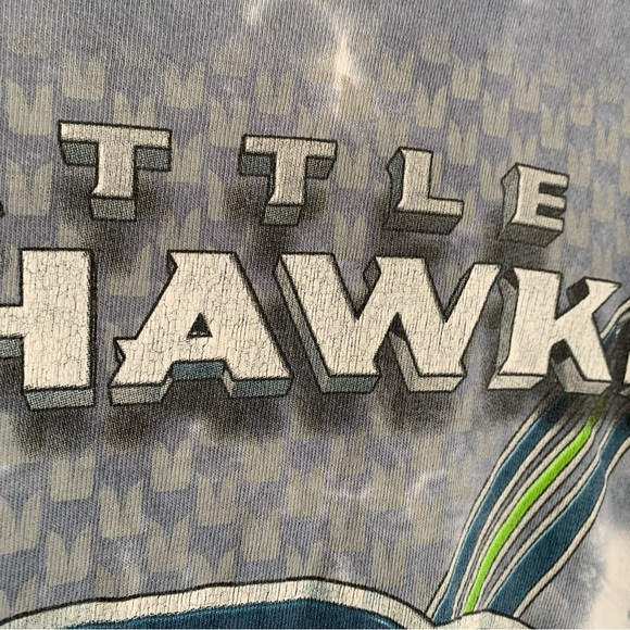 VTG Majestic Shirt Men XL Tie Dye Seattle Seahawks All Over Print Y2K Distressed - Picture 4 of 10